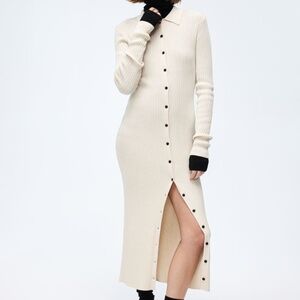Rib-knit Button-front Dress